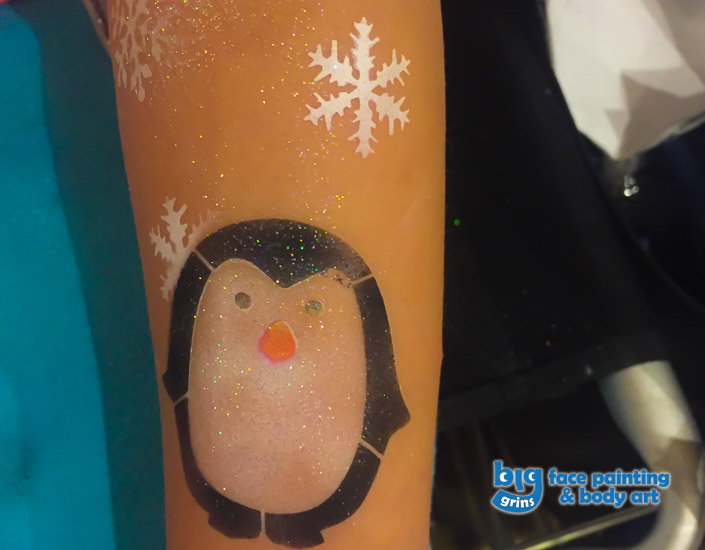 Big Grins Waterproof Airbrush Temporary Tattoo of Penguin